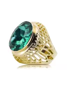 Ring Vintage style Emerald 14K Yellow gold vrc089y